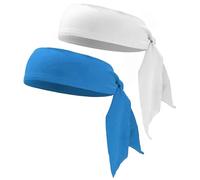NiceYnn 2Pcs Bandeaux Sport Bandana Cheveux Femme Headband Elastique Bande à Lacet Poignet Fitness Gym Cyclisme B:Blanc/Azur