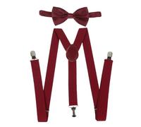 NiceYnn Bretelles avec Nœud Papillon Suspensions Larges Réglable Élastique Extra Fort 3 Clips en Forme Y Bordeau