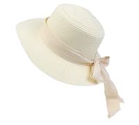 NiceYnn Chapeau de Soleil Panama en Paille Chapeau à Large Bord Respirant Ruban Amovible Beige