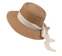 NiceYnn Chapeau de Soleil Panama en Paille Chapeau à Large Bord Respirant Ruban Amovible Kaki