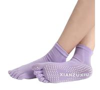 NiceYnn Chaussette de Yoga Antidérapant Femme Uni Violet Clair