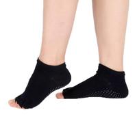 NiceYnn Chaussettes Antidérapants en Coton 1 Paire Chaussette de Yoga avec 5 Doigts Séparés pour Pilates Danse Sport Trampoline Ballet Danse Sans Orteil Noir