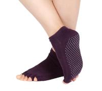 NiceYnn Chaussettes Antidérapants en Coton 1 Paire Chaussette de Yoga avec 5 Doigts Séparés pour Pilates Danse Sport Trampoline Ballet Danse Sans Orteil Violet Foncé