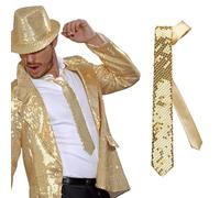NiceYnn Cravate à Paillette Homme Femme Déguisement pour Costume Carnaval Halloween Mariage Danse Magic Doré