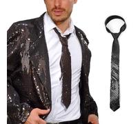 NiceYnn Cravate à Paillette Homme Femme Déguisement pour Costume Carnaval Halloween Mariage Danse Magic Noir