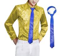 NiceYnn Cravate à Paillette Homme Femme Déguisement pour Costume Carnaval Halloween Mariage Danse Magic Bleu