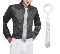 NiceYnn Cravate à Paillette Homme Femme Déguisement pour Costume Carnaval Halloween Mariage Danse Magic Argent