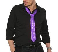 NiceYnn Cravate à Paillette Homme Femme Déguisement pour Costume Carnaval Halloween Mariage Danse Magic Violet