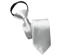 NiceYnn Cravate Enfant Pré-nouée en Satin Zippé Rréglable 38 cm Long pour Garçon Fille Formelle Mariage Célébration Uniforme Scolaire Argenté