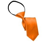NiceYnn Cravate Enfant Pré-nouée en Satin Zippé Rréglable 38 cm Long pour Garçon Fille Formelle Mariage Célébration Uniforme Scolaire Orange