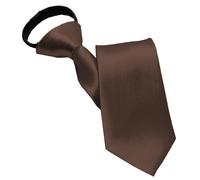 NiceYnn Cravate Enfant Pré-nouée en Satin Zippé Rréglable 38 cm Long pour Garçon Fille Formelle Mariage Célébration Uniforme Scolaire Marron