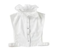 NiceYnn Demi-chemise Amovible Dentelle Multicouche Faux Col Détachable Fleurs Rayures pour Femmes et Filles Blouse Décor pour Pull Chemisier Elégant Flounce Stand Collar Blanc Organza #B