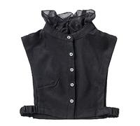 NiceYnn Demi-Chemise Amovible Dentelle Multicouche Faux Col Détachable Fleurs Rayures pour Femmes et Filles Blouse Décor pour Pull Chemisier Elégant Flounce Stand Collar Noir Organza #C