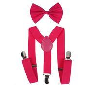 NiceYnn Ensemble Bretelles et Nœud Papillon Garçon Elastique et Longueur Ajustable pour Enfants 60cm S: Rouge Carmin