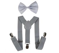 NiceYnn Ensemble Bretelles et Nœud Papillon Garçon Elastique et Longueur Ajustable pour Enfants 60cm S: Gris Clair