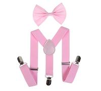 NiceYnn Ensemble Bretelles et Nœud Papillon Garçon Elastique et Longueur Ajustable pour Enfants 60cm S: Rose
