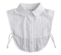 NiceYnn Faux Col Détachable Femme Demi Chemise Amovible Dentelle Fleurs Col de Chemisier Couleur Uni pour Blouse Sweater Pull Mariage Soirée Stand Collar Blanc Rond E#