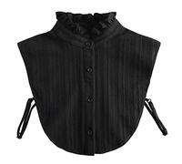 NiceYnn Faux Col Détachable Femme Demi Chemise Amovible Dentelle Fleurs Col de Chemisier Couleur Uni pour Blouse Sweater Pull Mariage Soirée Stand Collar Noir J#