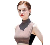 NiceYnn Faux Col Détachable Femme Demi-Chemise Elastique Amovible Col Montant Couleur Uni pour Pull Robe Yoga Sport Anniversaire Noël Marron