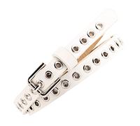NiceYnn Femme Homme Ceinture Minceur en PU Cuir Ajustable Ceintures à Oeillets avec Aiguille pour Pantalon Robe Short Jean Hip-hop Blanc