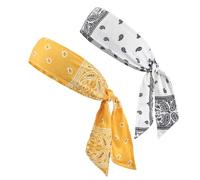 NiceYnn Lot de 2 Bandeau Cheveux Elastique Bandana de Sport Headband Basket-Ball Football Cyclisme Décor pour Poignet C:Blanc/Jaune