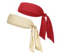 NiceYnn Lot de 2 Bandeaux pour Cheveux Bandana du Cheveux A:Rouge/Beige