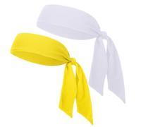 NiceYnn Lot de 2 Bandeaux pour Cheveux Bandana du Cheveux Fichu de Sport Bande Elastique Headband Séchage Rapide Running Yoga A:Blanc/Jaune