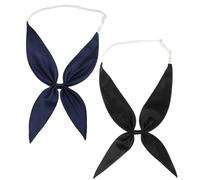 NiceYnn Nœud Papillon Bande Réglable Pré-Noué Cravate Couleur Uni Uniforme Scolaire Chemise Bleu Marine/Noir