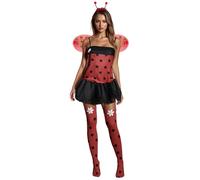 Niceyoeuk Costume d'Halloween pour femme - Robe mignonne et coccinelle avec ailes et bandeau pour Noël, cosplay, fête (noir, taille XL)