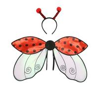 Niceyoeuk Costume d'Halloween pour femmes et filles - Jolies ailes d'abeille/de coccinelle avec bandeau - Cadeaux de fête (rouge, 60 cm)