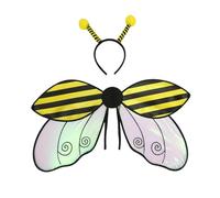 Niceyoeuk Costume d'Halloween pour femmes et filles - Jolies ailes d'abeille/de coccinelle avec bandeau - Cadeaux de fête (jaune, 60 cm)