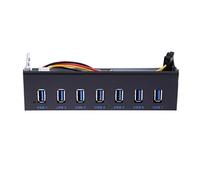 Nicfaky Hub USB 3.0 à 7 ports 5 Gbs 5,25" CD - Panneau avant pour boîtier d'ordinateur + USB 3.0 19 broches vers câble mâle de type A double puce PCI-E 1X PCI-E 16X