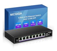 NICGIGA 8 Port 2.5G Ethernet Switch with 10G SFP Uplink, Unmanaged 2.5Gb Network Switch, Plug & Play, Desktop/Wall-Mount, Fanless Metal Design.