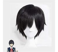 NICHANGHUA Anime CHÉRIE dans Le Franxx 016 Cosplay Wig Hiro Black Black Res résistant aux Poils synthétiques Perruques + Casquette de Perruque (Couleur : Black)