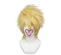 NICHANGHUA Bonnet de cheveux gratuit + perruque noire pour homme perruque de cosplay ondulée courte pour perruques synthétiques d'anime pour costumes d'Halloween (couleur : blond doré)