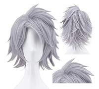 NICHANGHUA Bonnet de cheveux gratuit + perruque noire pour homme, perruque de cosplay ondulée, courte pour perruques synthétiques d'anime pour costumes d'Halloween (couleur : bleu gary 2)