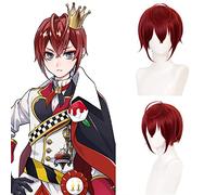 NICHANGHUA Cosplay Perücken für Damen Kostüm Halloween Party Perücke Kurz Schnitt Rot mit Pony Dummes Haar (couleur : cœurs de rose)