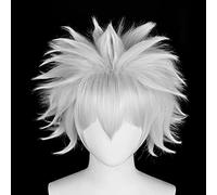 NICHANGHUA Kostenlose Haarkappe + noir Perücke für Herren, Cosplay-Perücke, gewellt, kurz, für synthetische Perücken von Anime für Halloween-Kostüme (couleur : argent)