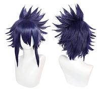NICHANGHUA Kostenlose Haarkappe + noir Perücke für Herren, gewellte Cosplay-Perücke, kurz, für synthetische Perücken von Anime für Halloween-Kostüme (couleur : bleu foncé)