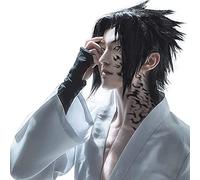 NICHANGHUA Kostenlose Haarkappe + noir Perücke für Herren, gewellte Cosplay-Perücke, kurz, für synthetische Perücken von Anime für Halloween-Kostüme (couleur : noir)