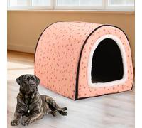 Niche 2-en-1 extra grande pour chien Waigg Kii, hutte pour chien imperméable et apaisante avec coussin pour chat amovible, lit de luxe pour animaux de compagnie anti-anxiété igloo antidérapant (L-57