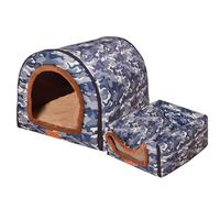 Niche 2 en 1 pliable et antidérapante avec tapis moelleux pour l'automne et l'hiver - Niche pour chien et chat - Lit extra large apaisant pour animaux de compagnie (90 x 66 x 66 cm, Style 4)