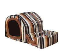 Niche 2 en 1 pliable et antidérapante avec tapis moelleux pour l'automne et l'hiver - Niche pour chien et chat - Lit extra large apaisant pour animaux de compagnie (90 x 66 x 66 cm, style 5)