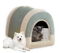 Niche 2 en 1 pour chat de grande taille, lit apaisant et chaud, anti-anxiété, coussin amovible en peluche douce avec base antidérapante (blanc, 2XL, 80 x 60 x 60 cm)