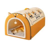 Niche 2 en 1 pour chien - Grand lit pliable et apaisant - Tapis confortable antidérapant et chaud pour animaux domestiques - Lit igloo pour chiens et chats - Amovible et lavable - A