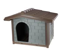 Kerbl Pet Niche pour Chiens Levin Eco, Niche Robuste en Plastique, Respectueuse de habitate, Matériau réutilise, Résistante aux intempéries, Gris-ver, Brun, 99x70x75 cm