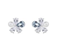 Niche asymmetrical Five Petal Zircon Flower Shaped Earrings with Fashionable Temperament, 925 Sterling Silver Needle Earrings, Light Luxury and Premium Feel