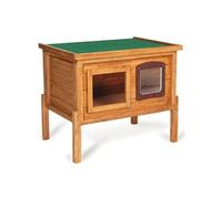 IDMARKET Niche autochauffante en bois pour chat avec porte et fenêtre