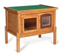 Niche autochauffante en bois pour chat avec porte et fenêtre