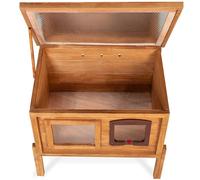 Niche Autochauffante En Bois Pour Chat Avec Porte Et Fenêtre